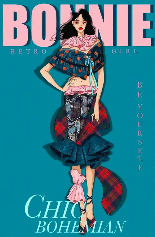 复古时装秀插画