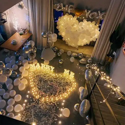 七夕求婚气球现场装饰情人节房间惊喜告白场景布置浪漫室内纪念日