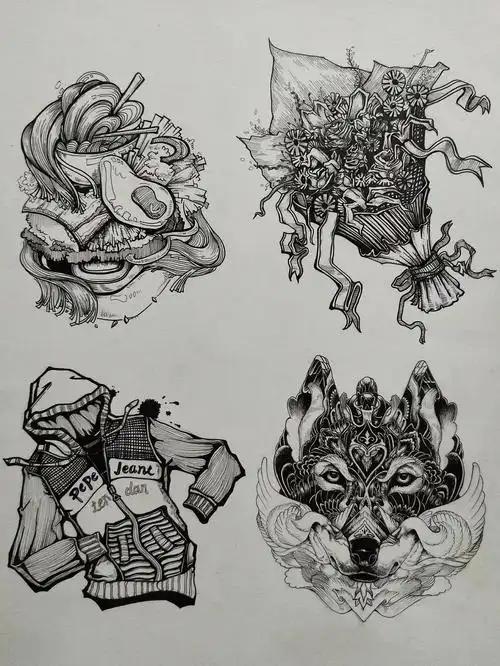 黑白装饰画勾线