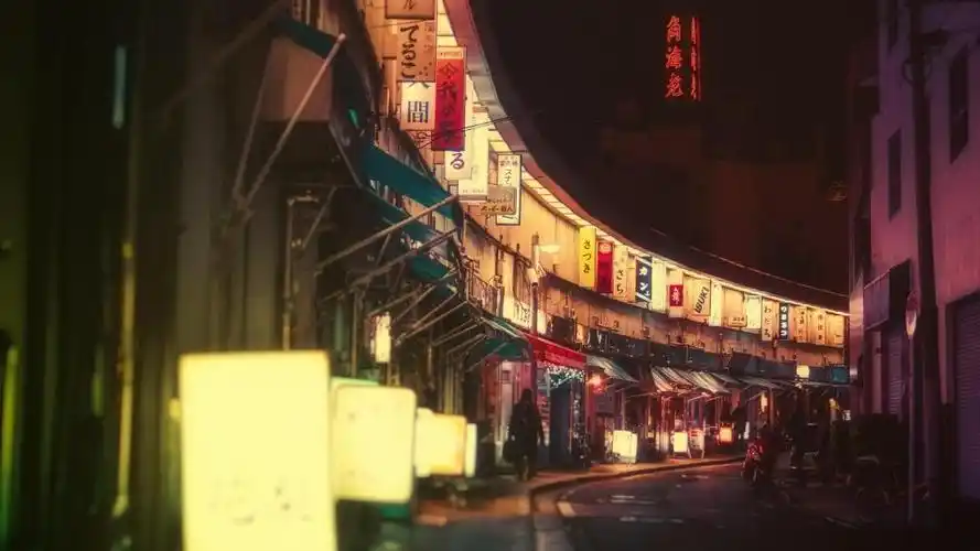 日本街头夜景风景,高清图片,电脑桌面-壁纸族