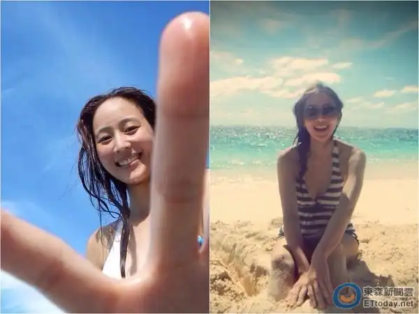 张钧甯放送多张海滩泳装照,其中一张辣抖c级乳沟的画面,难得性感令