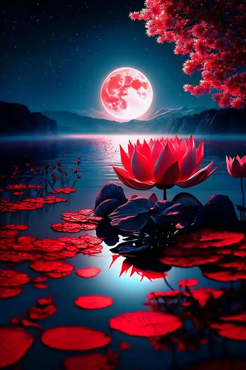 今日绘画作品:夜色荷花.夜色荷花,佛光普照,佛缘,2023试 - 抖音