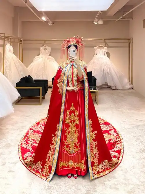 霸气中式婚礼秀禾77霞帔包头中式婚礼