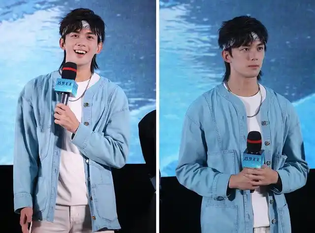 吴磊狼尾造型真挺帅白t配蓝色发带又奶又帅真挺有魅力