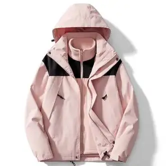 啄木鸟冲锋衣女春秋款加绒加厚三合一2023新款冬季加肥加大码200斤