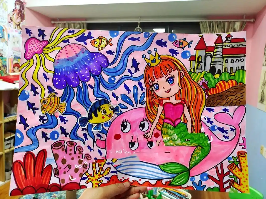 创意美术儿童画主题画美人鱼7至9岁课程