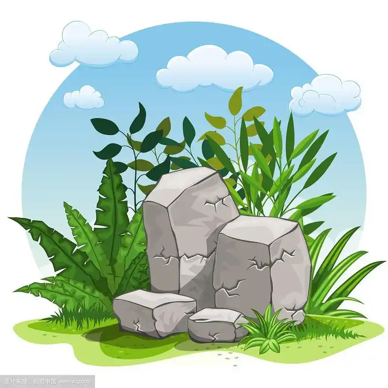 白色背景下的卡通石头