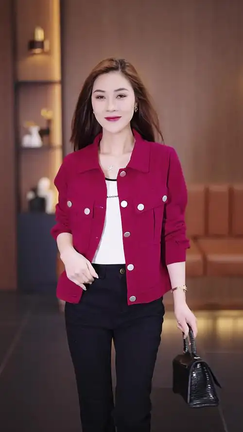 红色视频短款外套女