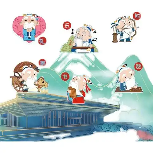创意孔子博物馆杏坛大成夫子六艺冰箱特色文化文化创意冰箱贴