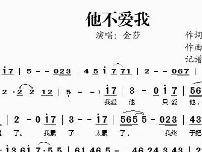 他不爱我 金莎 金莎 歌谱 简谱