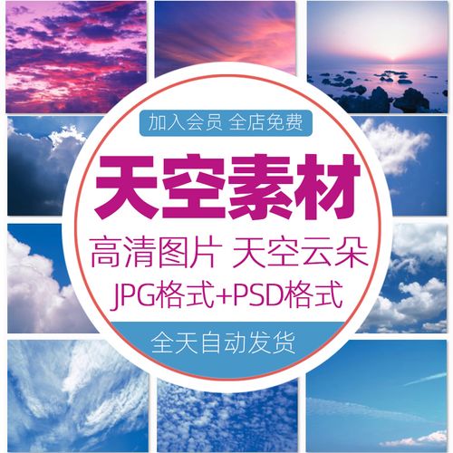 建筑景观ps天空背景psd素材hdr贴图合集蓝天黄昏傍晚云朵