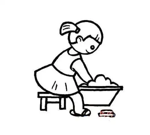 家务洗衣服的小女孩简笔画图片