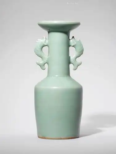 0030 南宋 龙泉窑青釉鱼龙耳盘口瓶