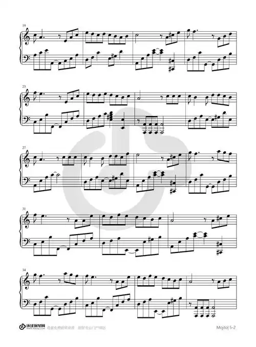mojito(简易版)钢琴谱-周杰伦mojito钢琴谱-环球钢琴网
