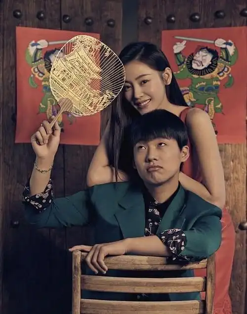 明星双人杂志封面郭麒麟张天爱中国元素cp感很强