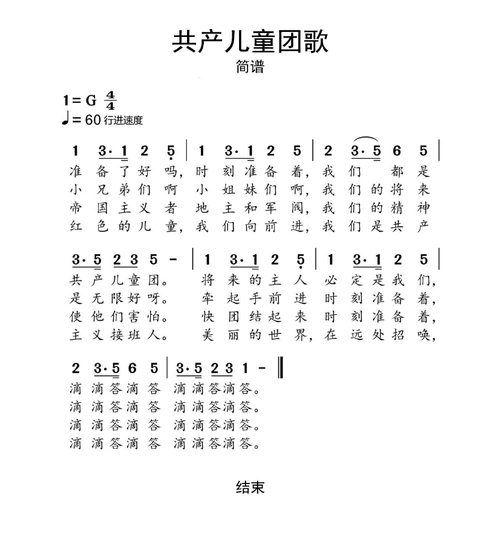 共产儿童团歌简谱乐谱