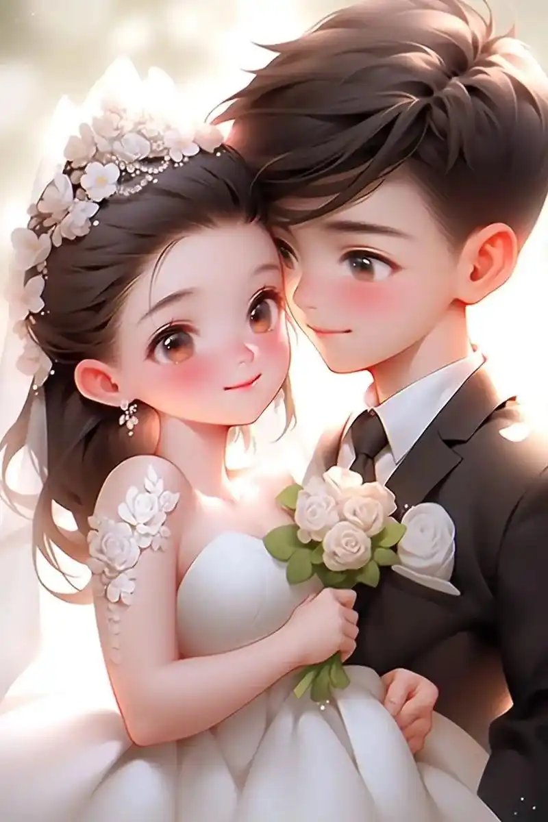 百年好合下一句是什么?你们要的情侣结婚照卡通头像来啦 #我们 - 抖音