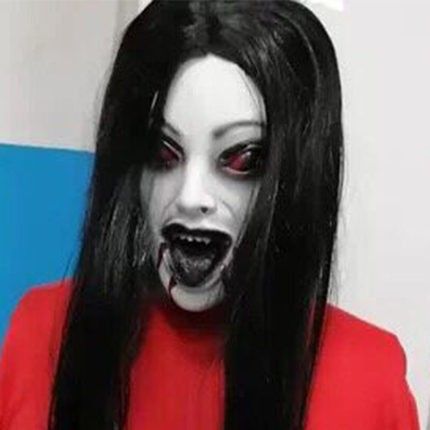 逃脱npc女鬼吓人扮鬼头套鬼全脸装扮道具 红衣女鬼(衣服 假发)【图片