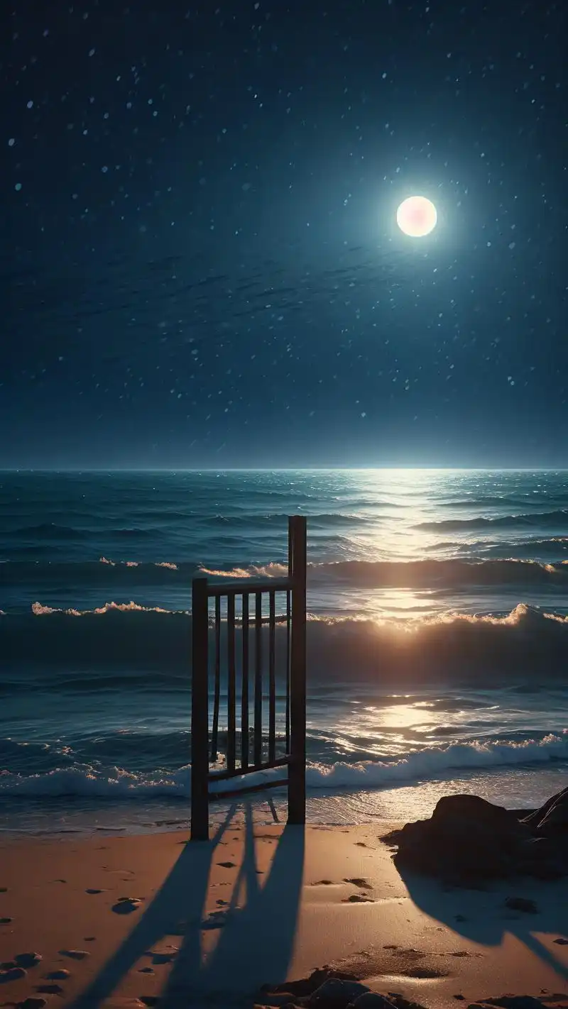 🌙孤独海边的伤感夜晚壁纸🌊 在寂静无人的海边,夜幕降临,海浪轻