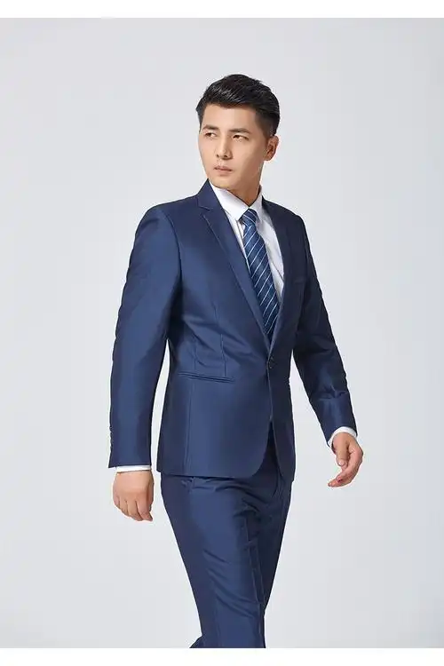 西服套装男修身商务正装西装职业装套西新郎伴郎服 9990深蓝 170上衣