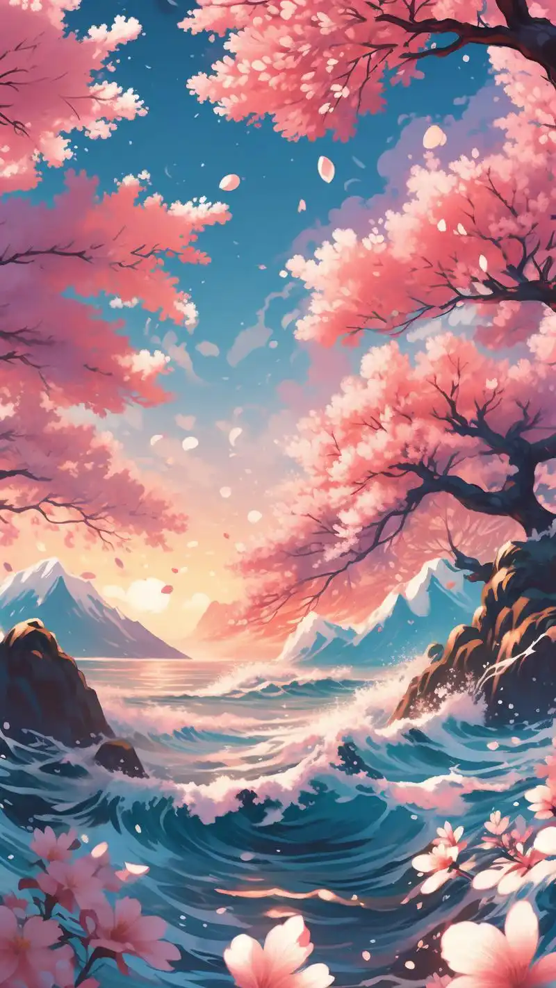 二次元樱花海浪壁纸精选9498