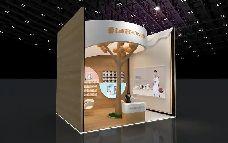 百菲酪2展位简约风3d效果图