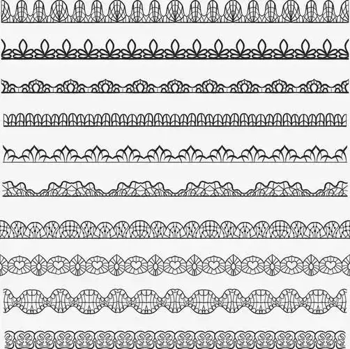 矢量手绘黑色蕾丝花纹