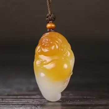 吉乐瑞和田玉财神吊坠黄沁籽料男女款挂件送亲人送好友自戴收藏