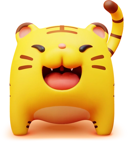 2022年虎年3d可爱卡通老虎形象场景高清png免抠图