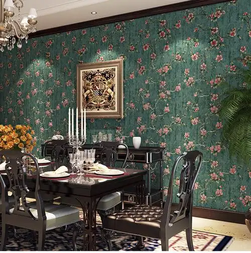 3d立体自粘美式墙纸墙纸客厅卧室电视背景墙复古做旧田园花纹壁纸