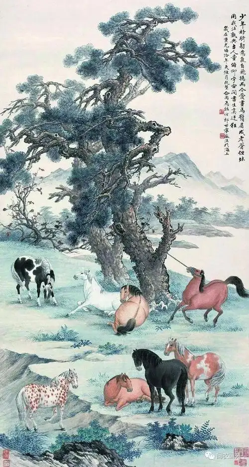 仿郎世宁法八骏图  马骀 作双虎图  马骀 作蜀栈连云  马骀 作画家