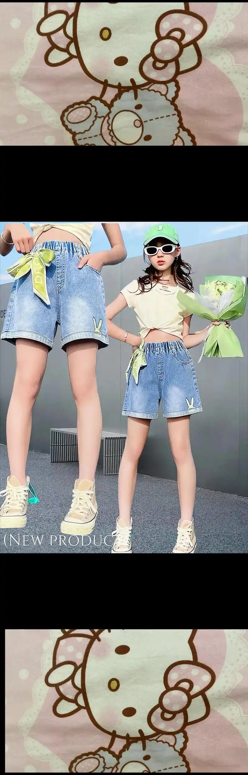 女童韩版时髦甜美牛仔短裤