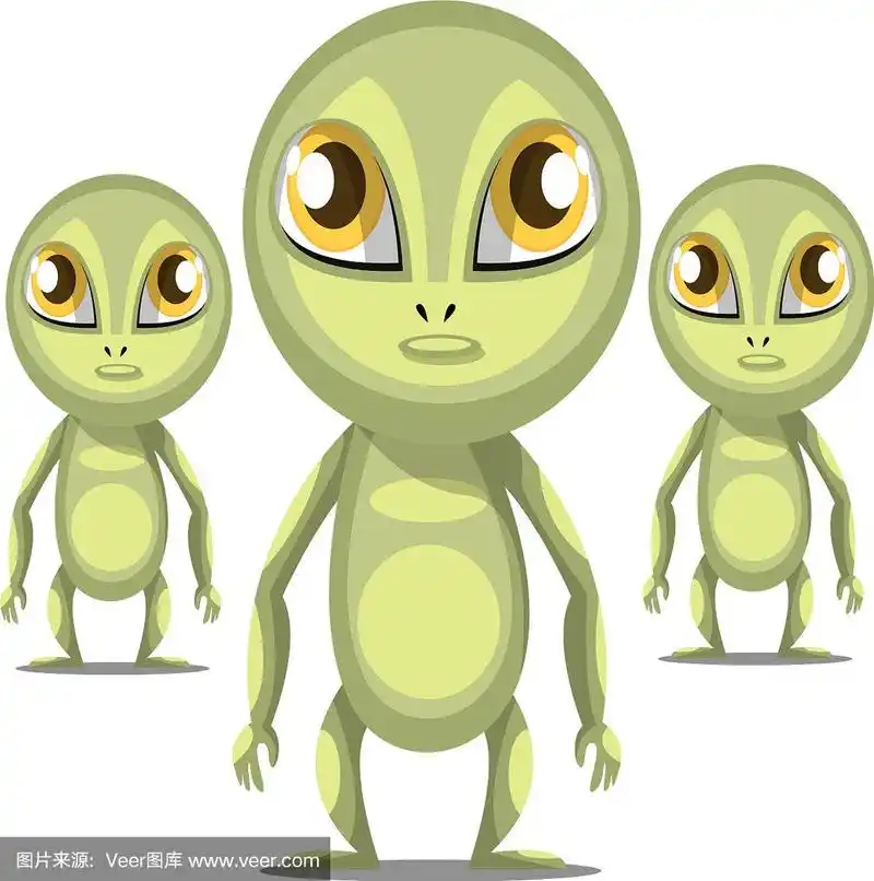 三个长胳膊大眼睛的卡通外星人
