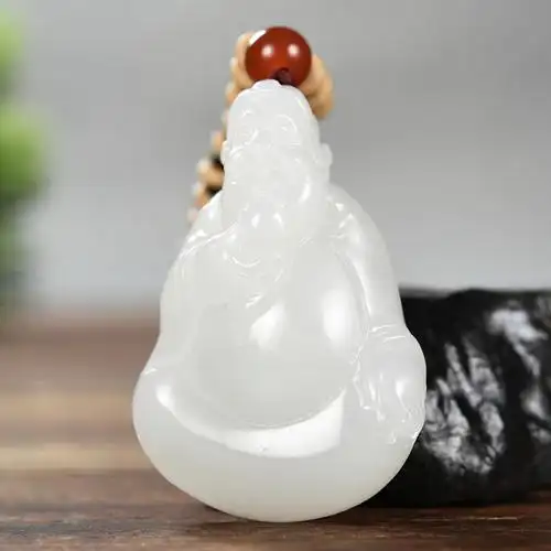 孤品千尺山省级大师苏红占新疆和田玉羊脂白玉财神爷挂件吊坠50克