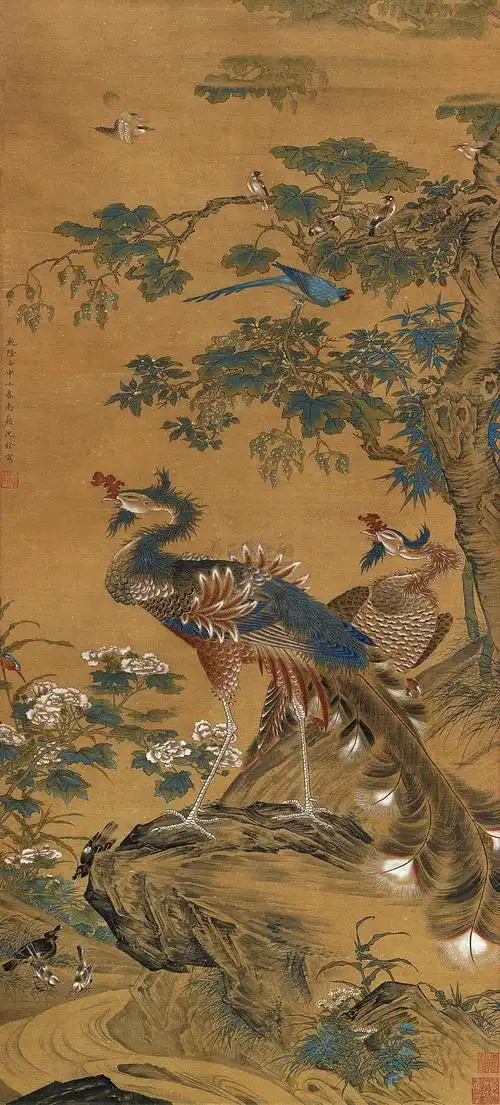 【百鸟朝凤 立轴 设色绢本】拍卖品_图片_价格_鉴赏_绘画_雅昌艺术品