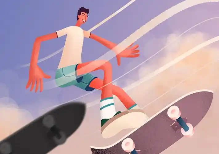 滑板|插画|商业插画|呆桃的小摩托 - 原创作品 - 站酷 (zcool)