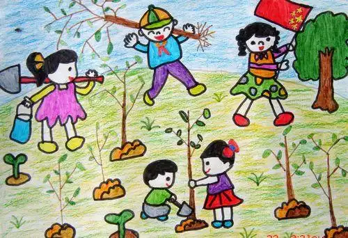 种树/少儿绘画作品/儿童画/网络美术馆_中国少儿美术教育网