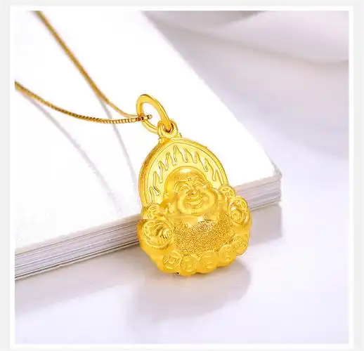 周六福 珠宝弥勒佛笑佛足金999佛黄金吊坠 不含链计价 ab040077 约3.