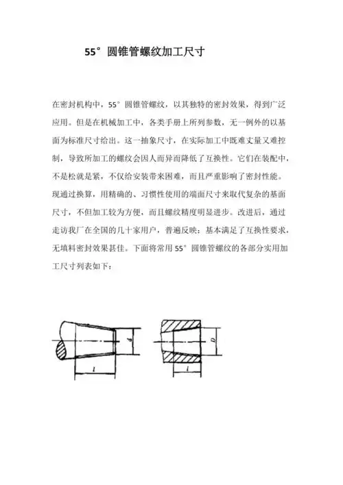 圆锥管螺纹加工尺寸