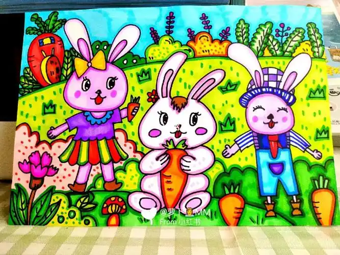 儿童画兔子一家