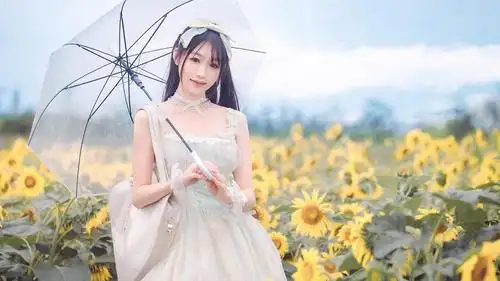 洛丽塔向日葵女孩甜美双马尾清新养眼写真,高清壁纸图片,可爱美女