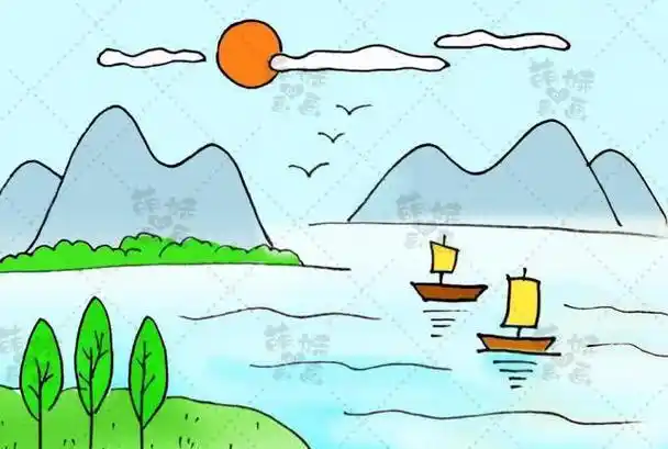 风景画简笔画春天彩色大自然 简笔画图片大全-蒲城教育文学网