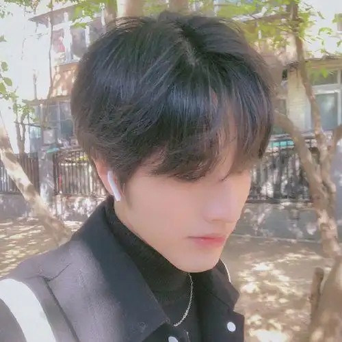 假发男中分刘海男士发型黑色学生时尚短直发韩版整顶假发