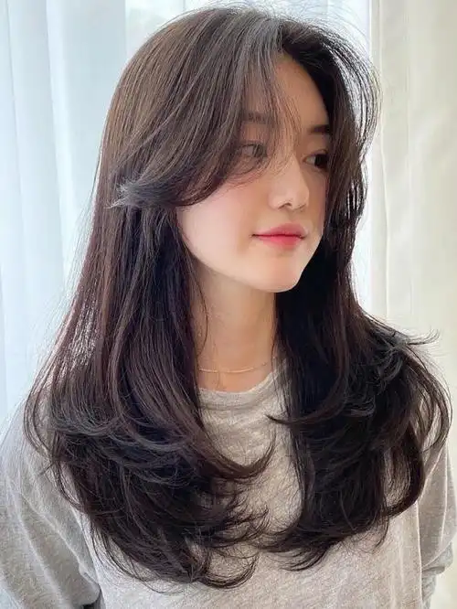 韩式发型女,中长发烫发,韩式气垫蓬松烫,2022年很火的自然纹理气垫烫