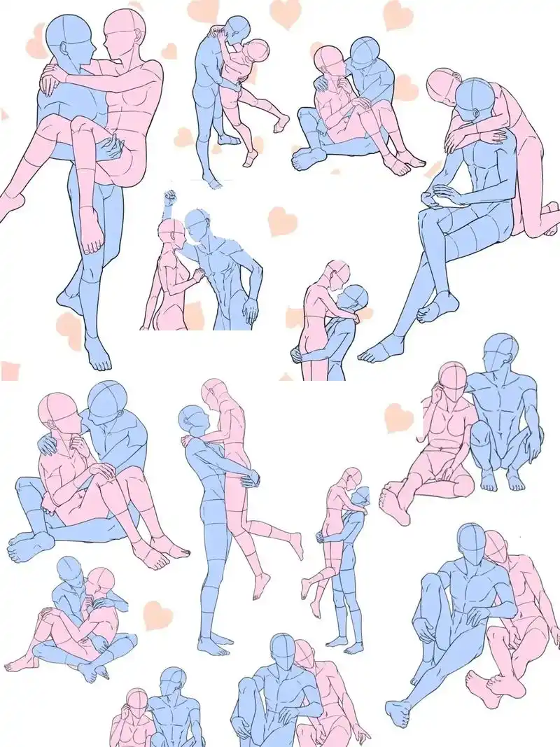 浪漫情侣cp动作参考姿势#画画 #插画 #板绘 #绘画 #充 - 抖音