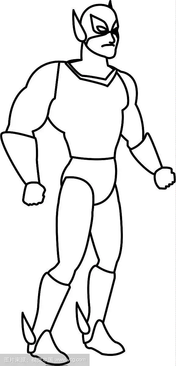 穿着面具,靴子,手套的肌肉男超级英雄