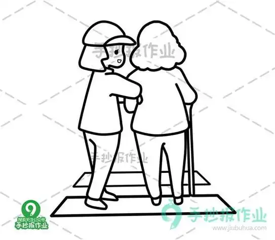 过马路简笔画怎么画扶老人过马路简笔画简单又好看儿童画雷锋简笔画