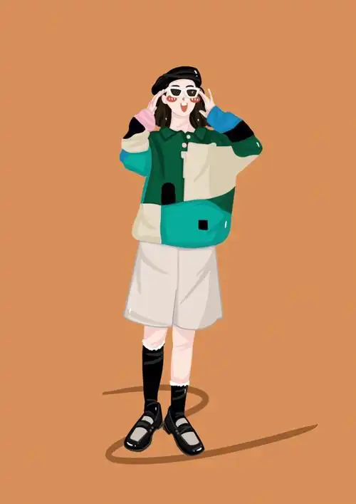 穿搭插画秋日冰激凌配色