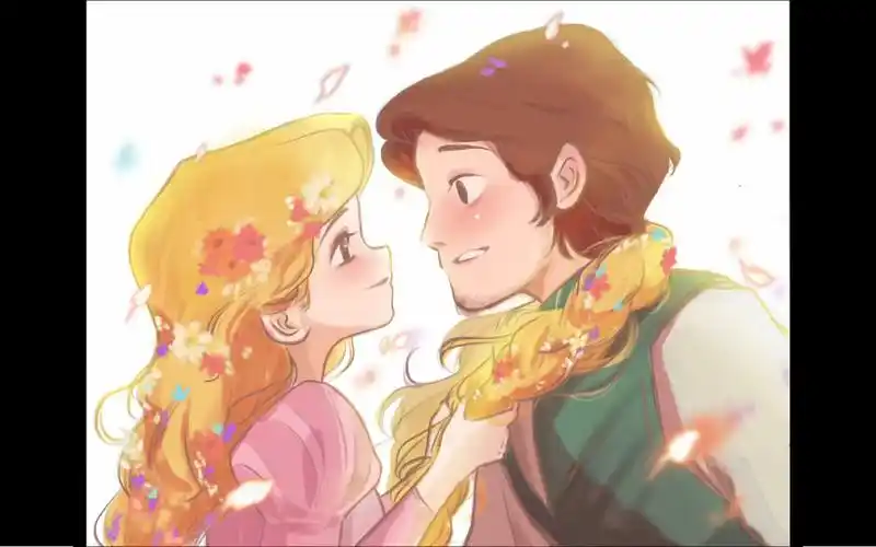 长发公主乐佩与王子|画画过程～很简单～快手画!一起画画吧!