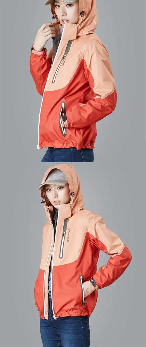 防风舒适 女款珊瑚红/裸粉单层冲锋衣